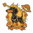 ufo beaming up dachshund dog tattoo  tattoo design idea