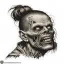 front view zombie head tattoo  tattoo design idea
