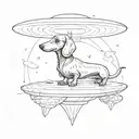 dachshund and ufo tattoo design idea