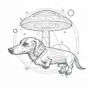 dachshund and ufo tattoo design idea