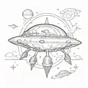 dachshund and ufo tattoo design idea