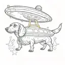 ufo beaming up dachshund dog tattoo  tattoo design idea