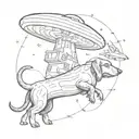 ufo beaming up dachshund dog tattoo  tattoo design idea