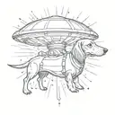 ufo beaming up dachshund dog tattoo  tattoo design idea