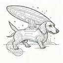 ufo beaming up dachshund dog tattoo  tattoo design idea