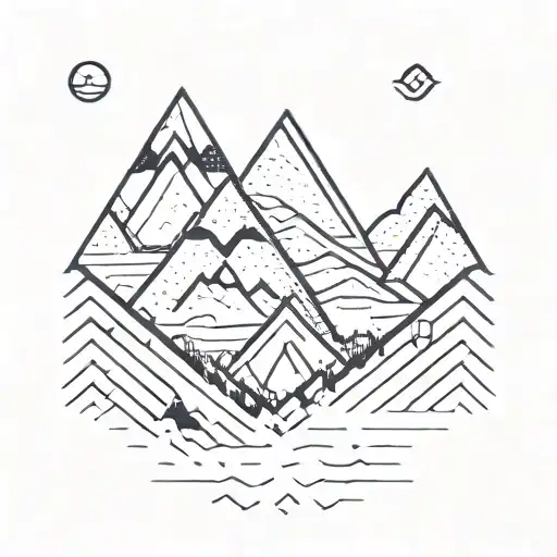 mountain, triangle, past present future tattoo design idea