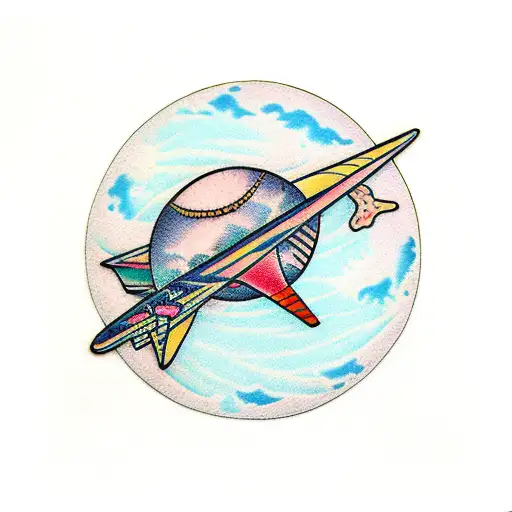 beach moon paper plane tattoo design idea