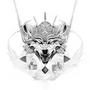 Design a black-grey tattoo showcasing a howler, the fierce warriors from Red Rising, surrounded by intricate Roman-inspired patterns. tattoo design idea