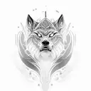 Design a black-grey tattoo showcasing a howler, the fierce warriors from Red Rising, surrounded by intricate Roman-inspired patterns. tattoo design idea