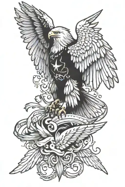 eagle with angel wings tattoo design idea