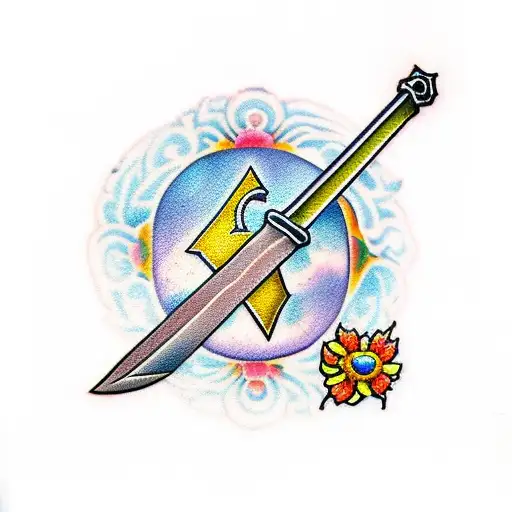 Zelda's sword with flowers  tattoo design idea