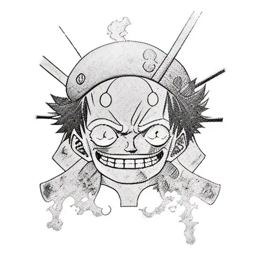 Combine elements from One Piece, luffy, zoro, sanji into a unique tattoo design tattoo design idea