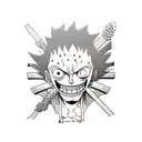 Combine elements from One Piece, luffy, zoro, sanji into a unique tattoo design tattoo design idea