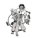Combine elements from One Piece, luffy, zoro, sanji into a unique tattoo design tattoo design idea
