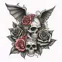 rose, breast cancer ribbon and grateful dead dancing skeletons bracelet tattoo  tattoo design idea