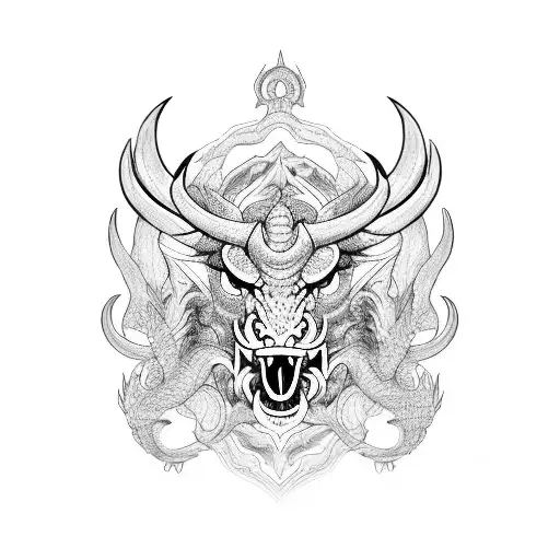 taurus dragon woman tattoo design idea