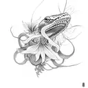 snake with red spider lilies  tattoo design idea