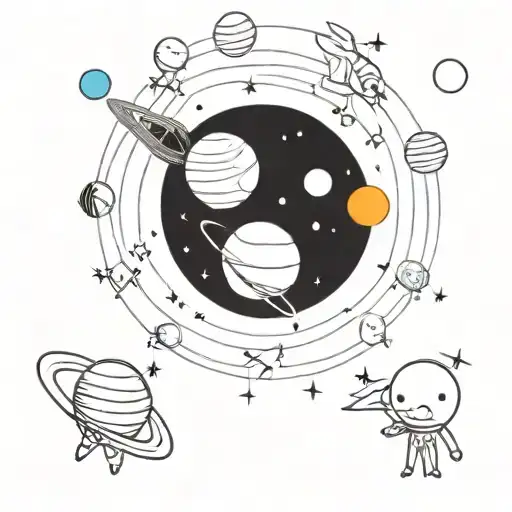 Galaxy themed solar system tattoo design idea