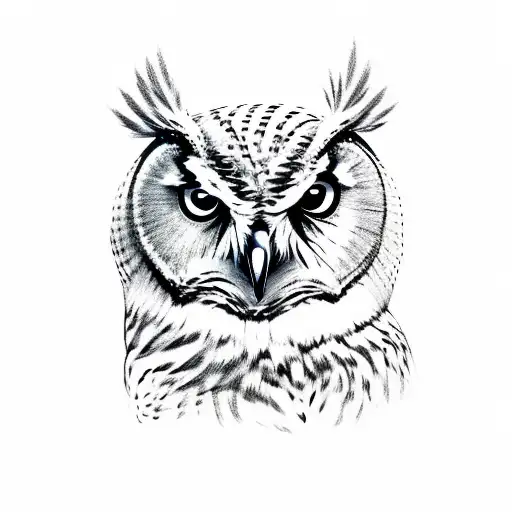 Owl standing on a branch surrounded by forest tattoo design idea