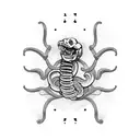 skeleton choking snake tattoo design idea