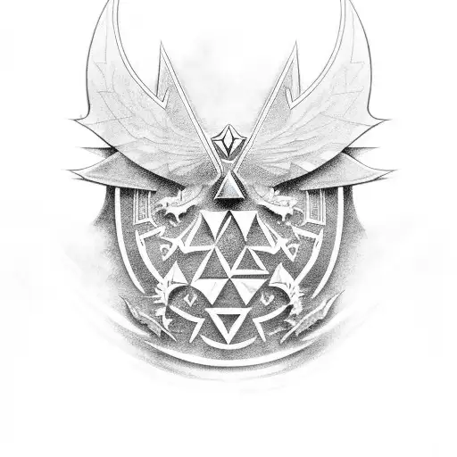 A modern interpretation of the Legend of Zelda with a dragon and the Triforce tattoo design idea