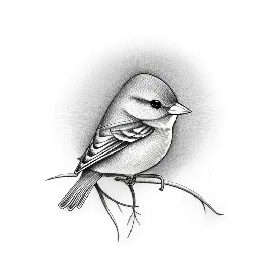 Small canary bird in branch minimalist  tattoo design idea
