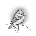 Small canary bird in branch minimalist  tattoo design idea