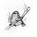 Small canary bird in branch minimalist  tattoo design idea