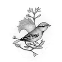 Small canary bird in branch minimalist  tattoo design idea