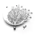 Small canary bird in branch minimalist  tattoo design idea