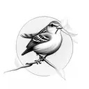 Small yellow canary bird in branch minimalist  tattoo design idea