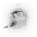 Small yellow canary bird in branch minimalist  tattoo design idea