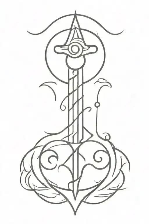 a redesigned trishul with beeds around tattoo design idea