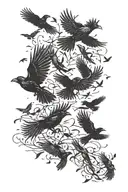 flock of crows flying tattoo design idea
