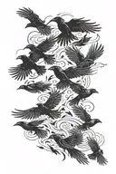 flock of crows flying tattoo design idea