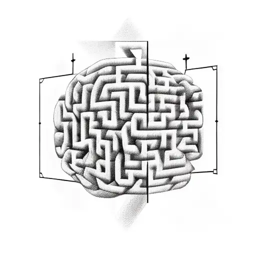 a man with a maze brain, overthinking tattoo design idea