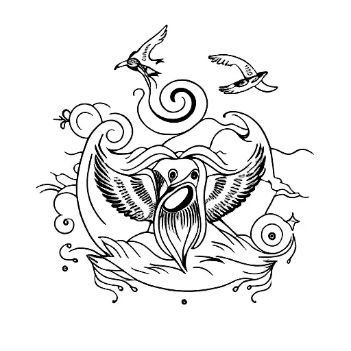 sea gulls flying tattoo design idea