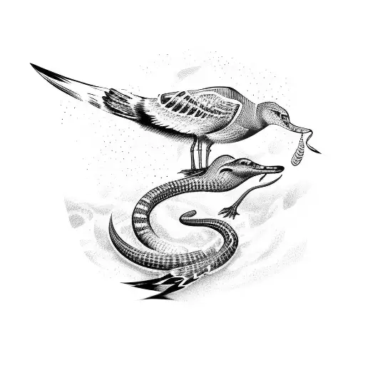 sea gull and cobra fighting with each other tattoo design idea
