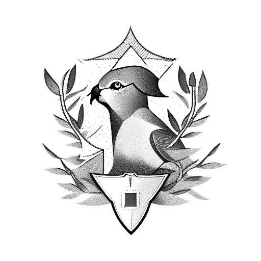 olive tree, shield, dove, dogs tattoo design idea
