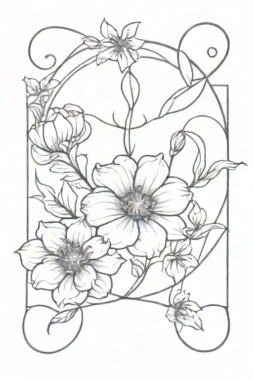 flower birth flowers intertwined Scorpio x2, Capricorn & Sagittarius  tattoo design idea
