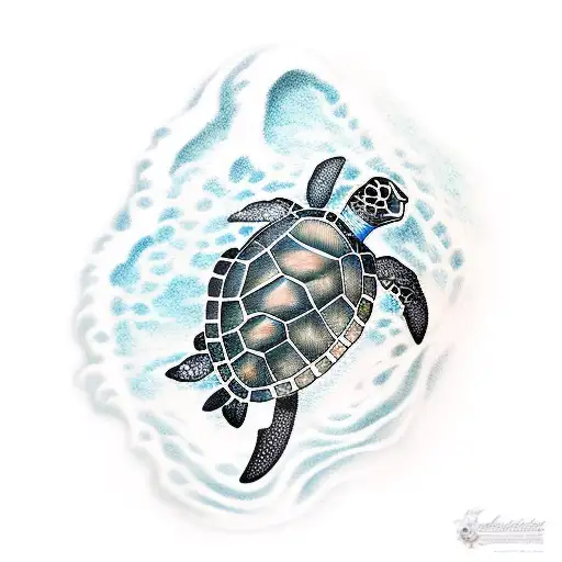 sea turtle, coral, ocean life, cross tattoo design idea