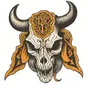 longhorn skull with number 13 as eyes tattoo design idea