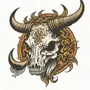 longhorn skull with number 13 as eyes tattoo design idea