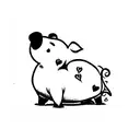 piglet with heart tattoo design idea