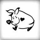 piglet with heart tattoo design idea