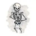 skeleton holding skull tattoo design idea
