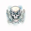 skeleton holding skull tattoo design idea