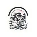 skeleton holding skull tattoo design idea