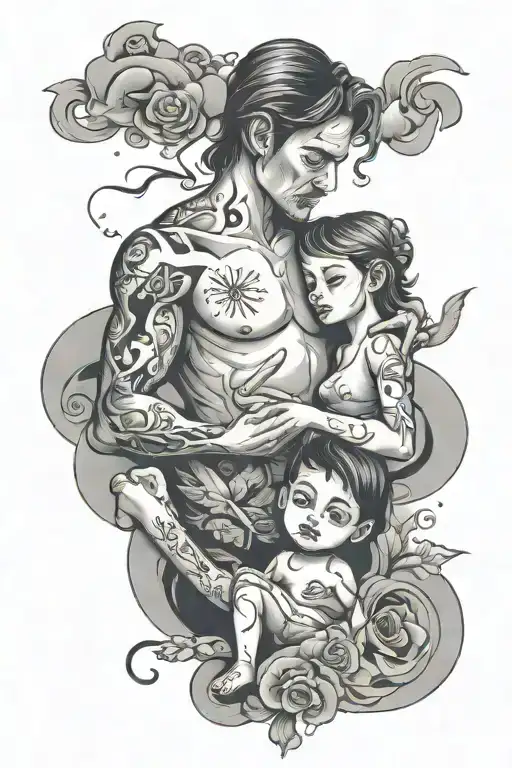 divorce, illness, children, separation, harassment and shitty couple life tattoo design idea
