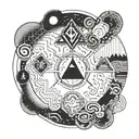 four elements and circuits tattoo design idea